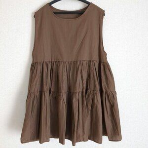 Axeme Tiered Tunic Blouse Brown